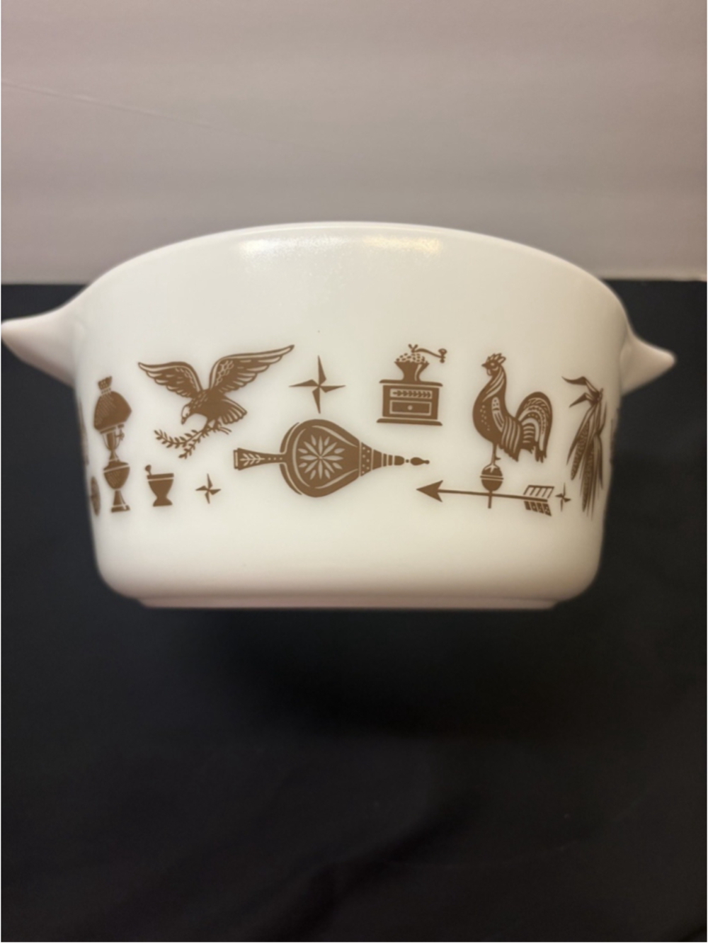 VINTAGE Pyrex Casserole Dish 1.5-Quart AMERICANA Brown #474-B EXCELLENT